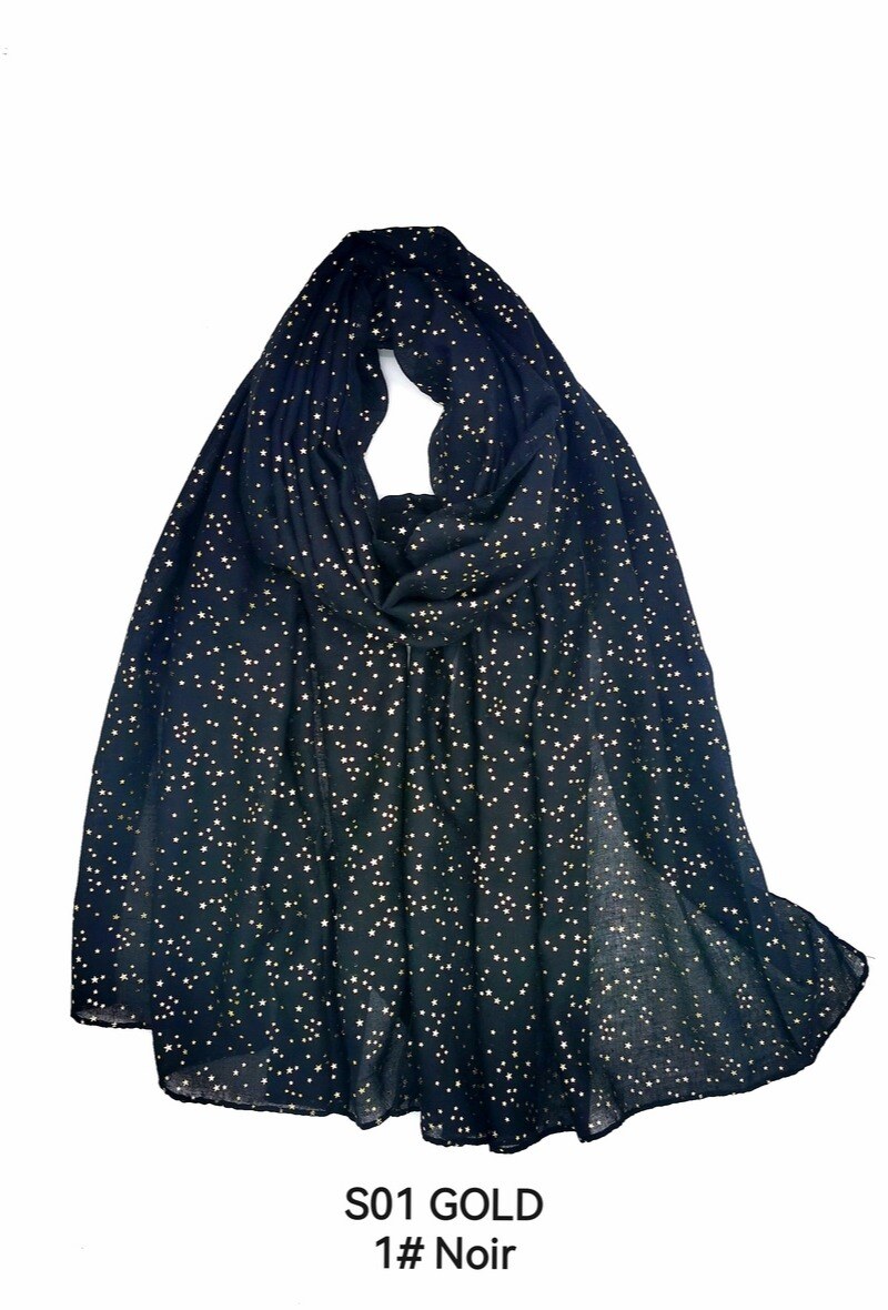 Wholesaler M&P Accessoires - Shiny gold printed scarf with star pattern