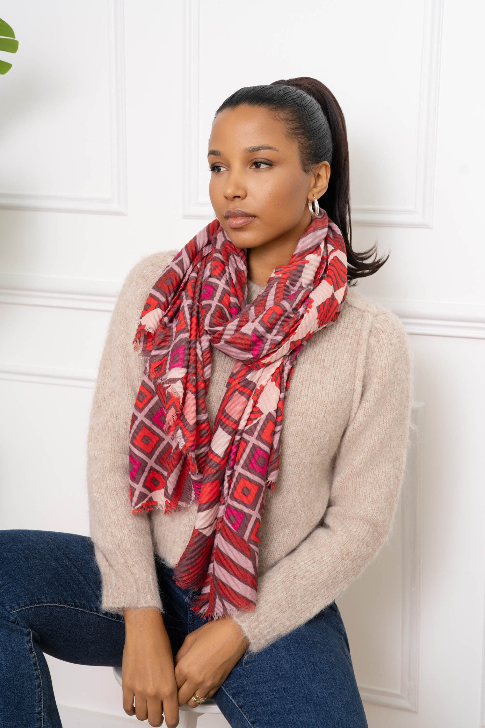 Wholesaler M&P Accessoires - Printed pleated scarf