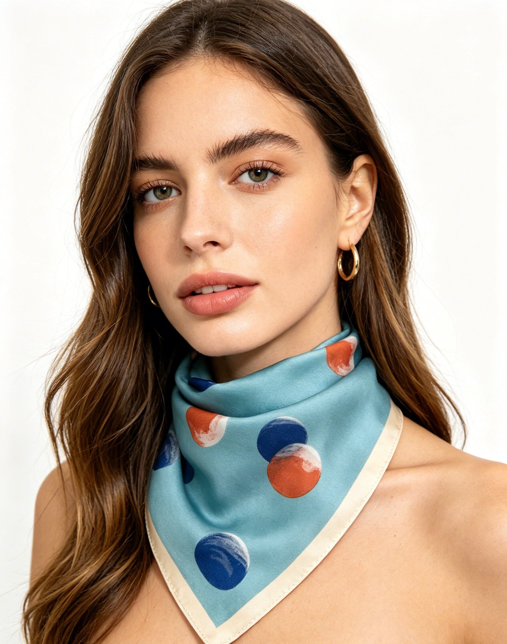 Grossista M&P Accessoires - Piccolo foulard 70*70 cm con stampa geometrica rotonda bicolore