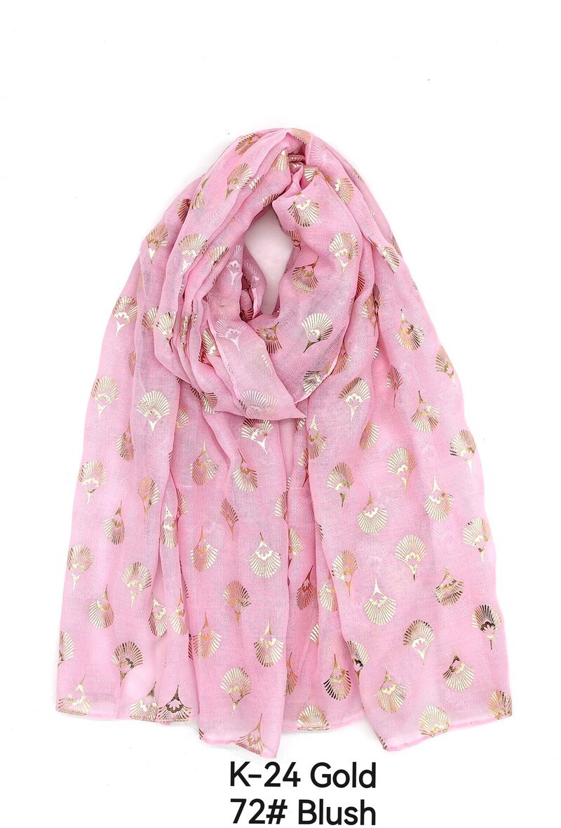 Wholesaler M&P Accessoires - Golden shiny printed scarf with fan pattern