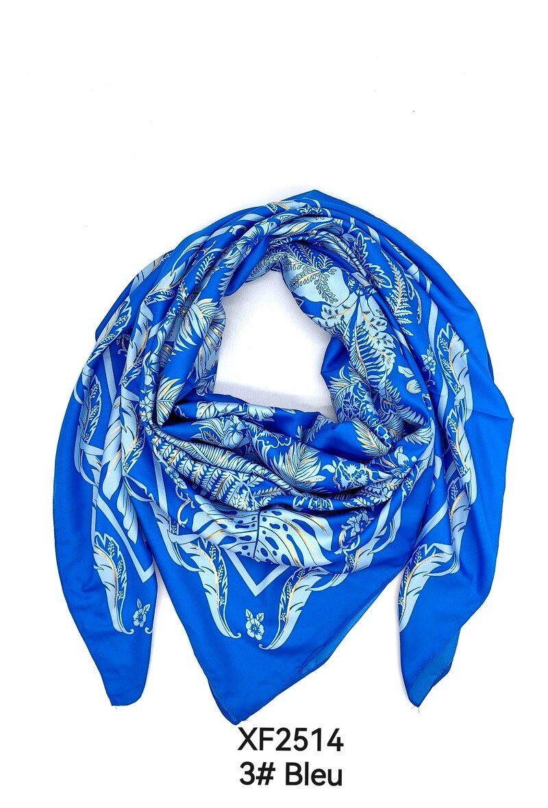 Grossiste M&P Accessoires - Foulard châle carré 130*130 cm imprimé avec dorure