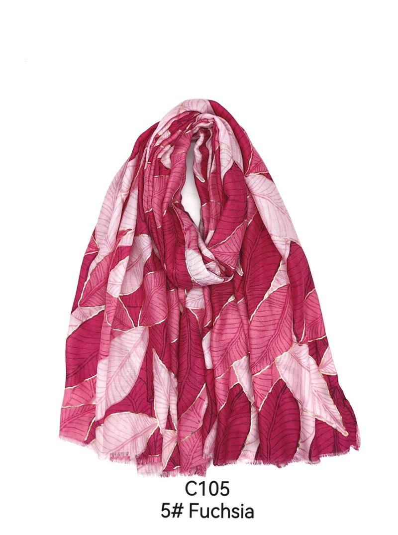 Grossista M&P Accessoires - Foulard stampato foglie con doratura