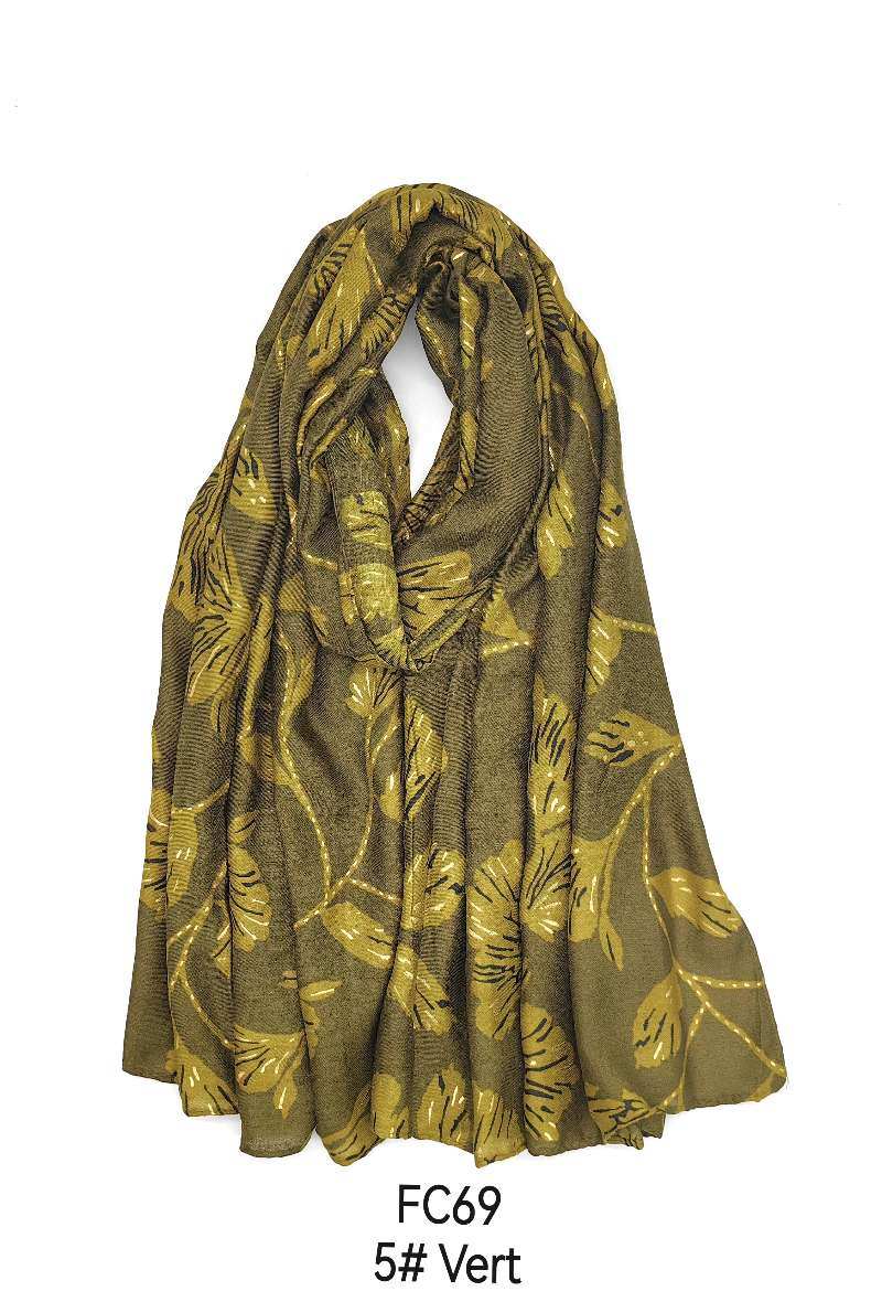Wholesaler M&P Accessoires - Leaf print scarf with gilding
