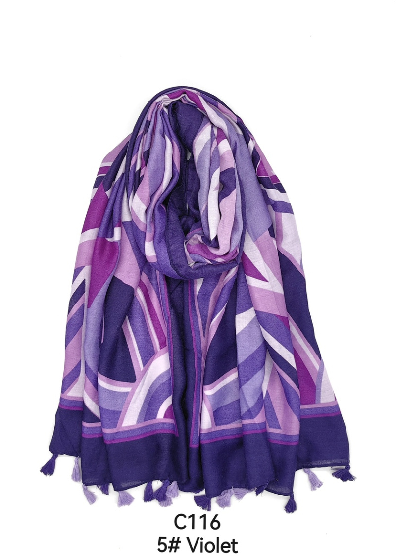 Großhändler M&P Accessoires - Schal mit geometrischem Print und Pompons