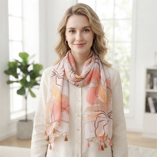 Wholesaler M&P Accessoires - Floral print scarf with tassels