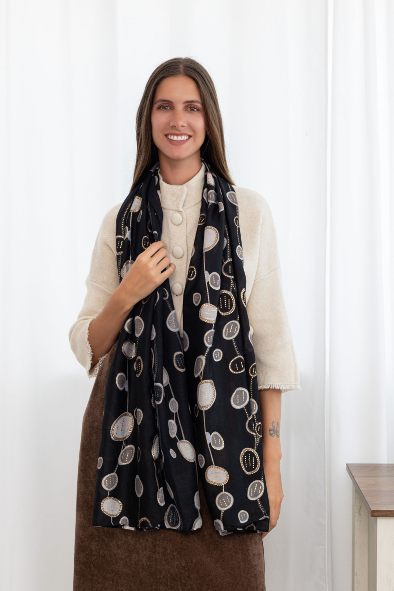 Wholesaler M&P Accessoires - Round geometric print scarf with gilding