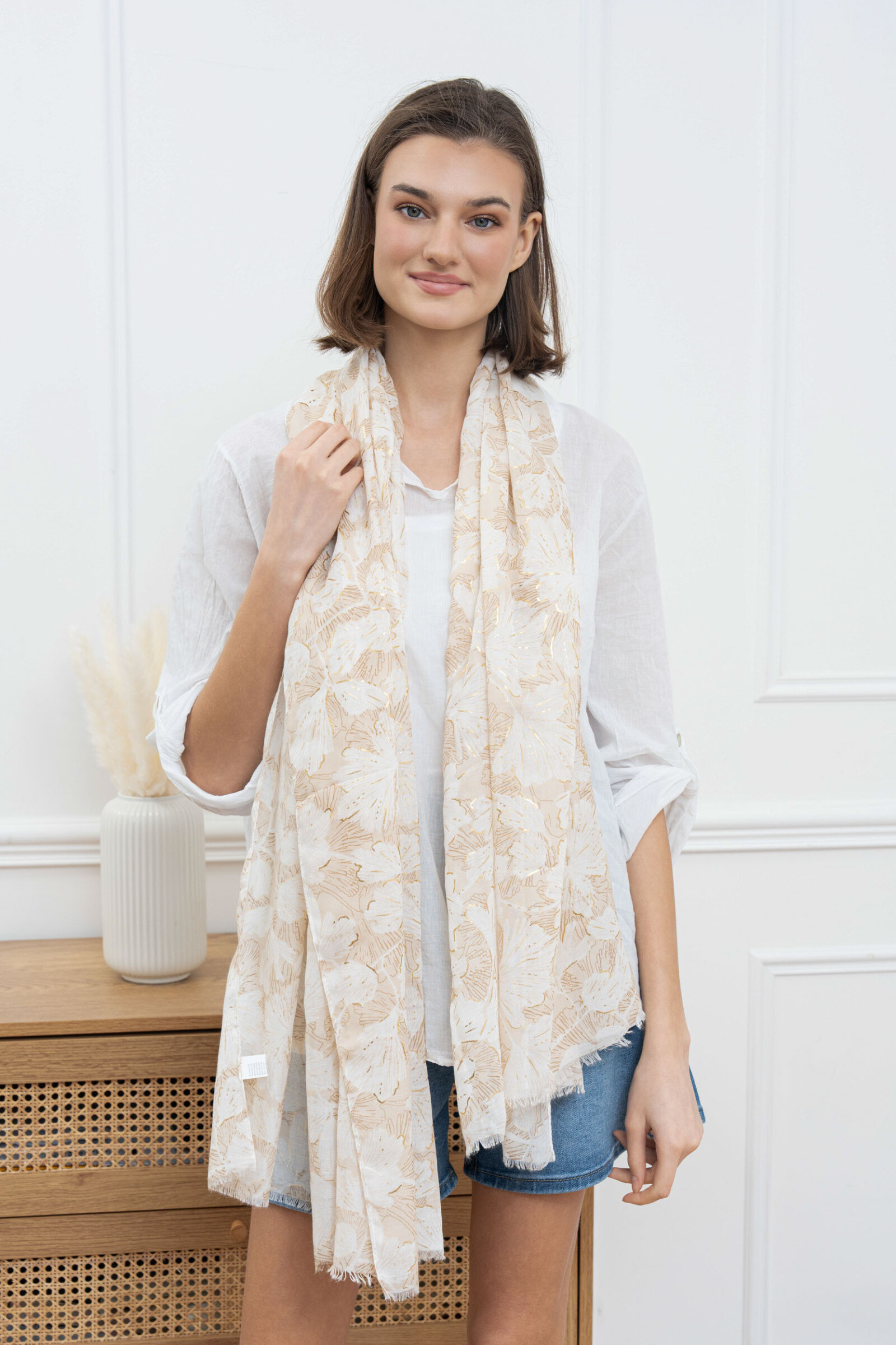 Grossista M&P Accessoires - Sciarpa con stampa sfumata e doratura