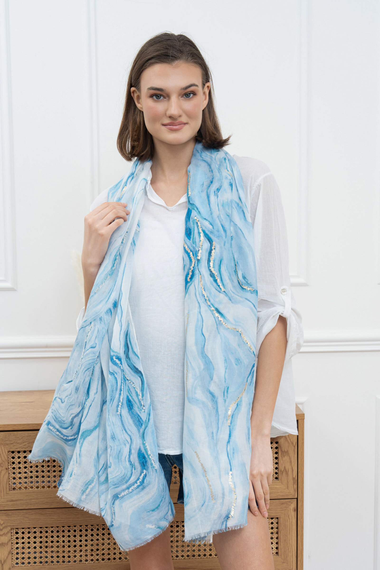 Wholesaler M&P Accessoires - Gradient print scarf with gilding