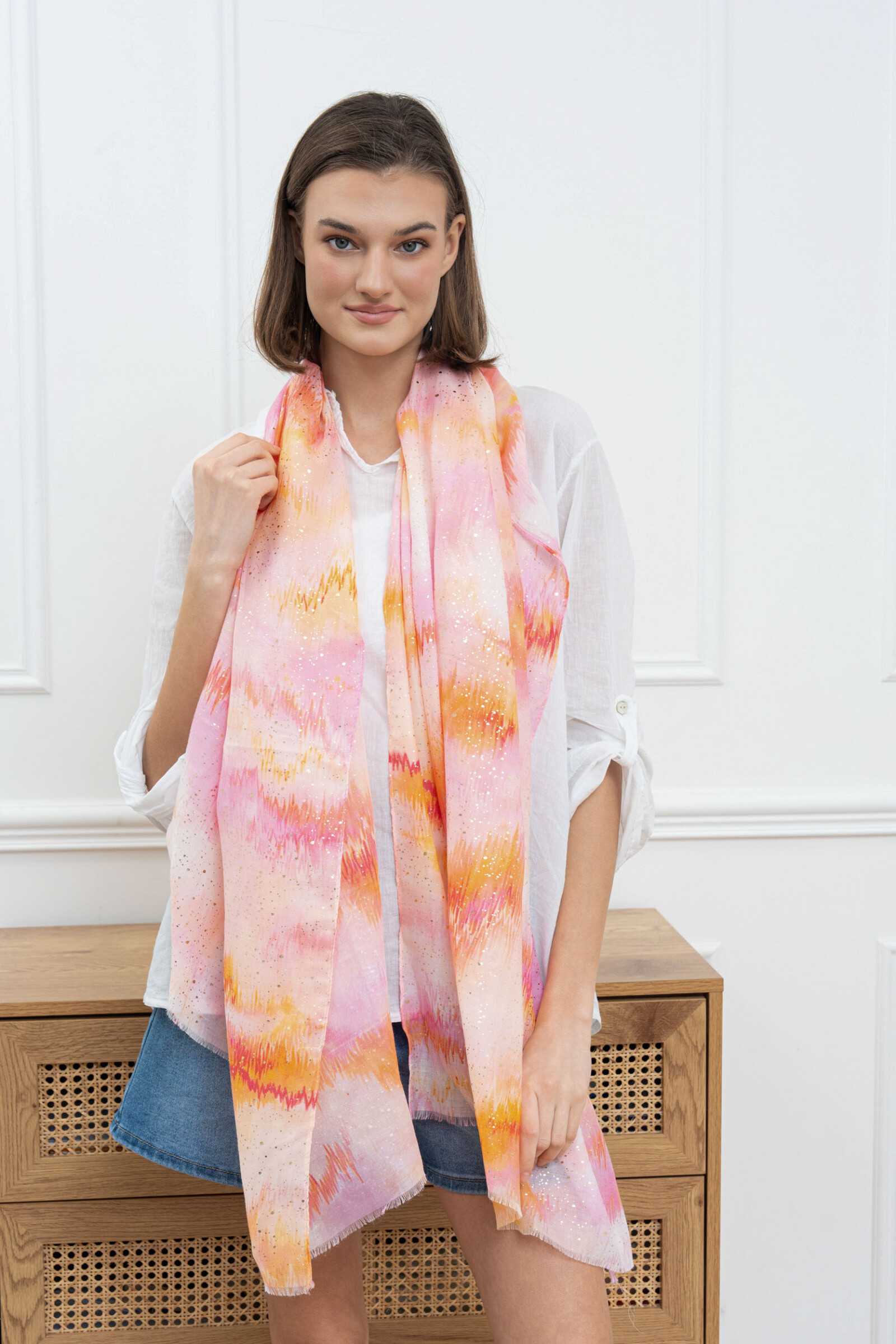 Wholesaler M&P Accessoires - Gradient print scarf with gilding