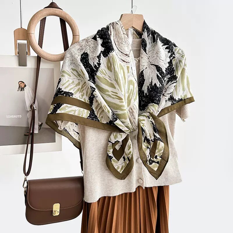 Mayorista M&P Accessoires - Pañuelo cuadrado de viscosa 68*68cm estampado