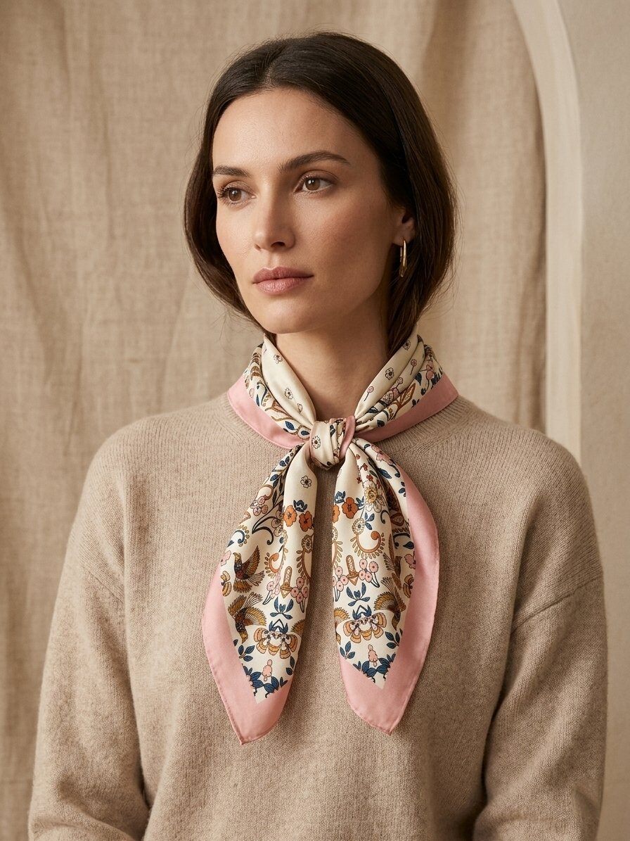 Grossista M&P Accessoires - Piccolo foulard stampato a fiori 70*70cm
