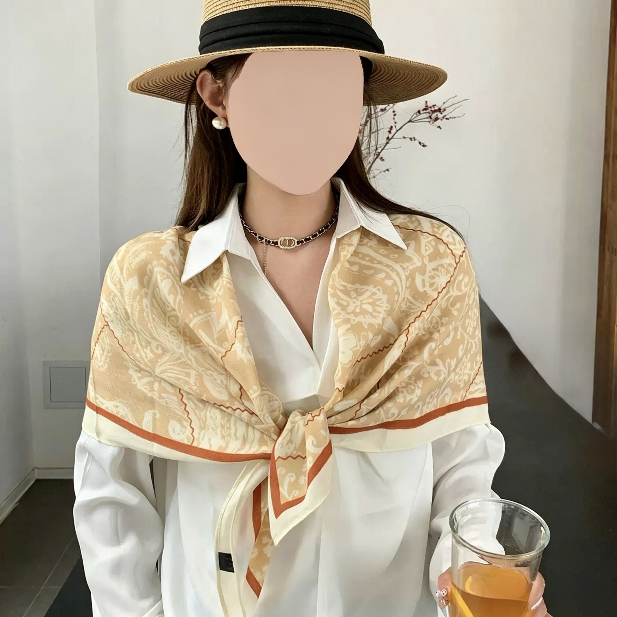 Mayorista M&P Accessoires - Pañuelo cuadrado de viscosa 68*68cm estampado