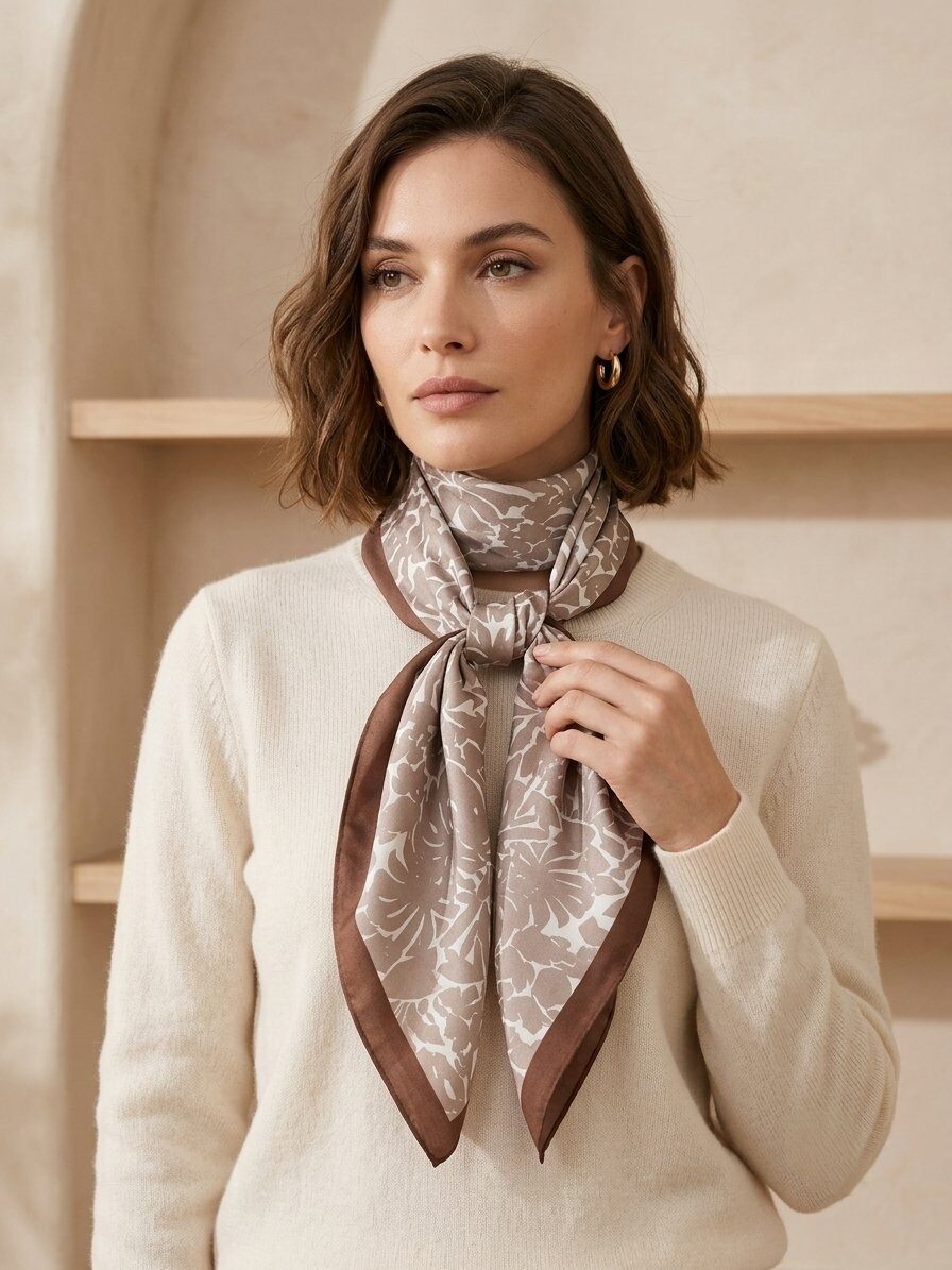 Grossiste M&P Accessoires - Foulard carré 90*90 cm imprimé fleuri