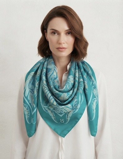 Grossiste M&P Accessoires - Foulard châle grand carré 130*130 cm imprimé avec dorure