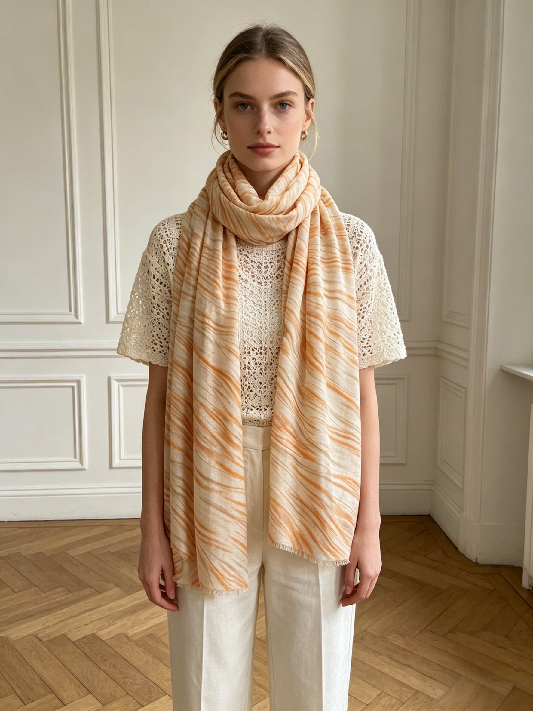 Grossiste M&P Accessoires - Foulard imprimé avec rayures