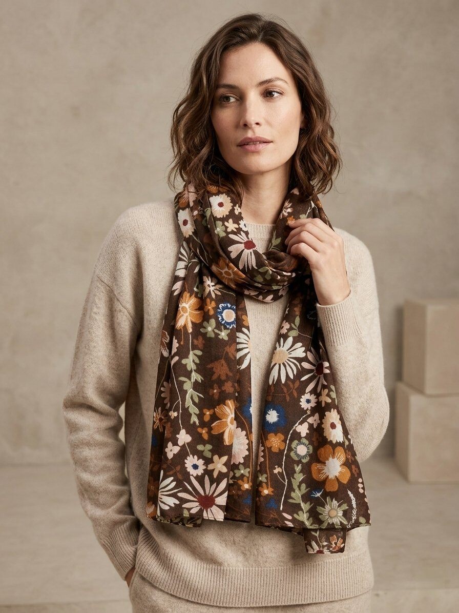 Grossiste M&P Accessoires - Foulard imprimé motif fleurs