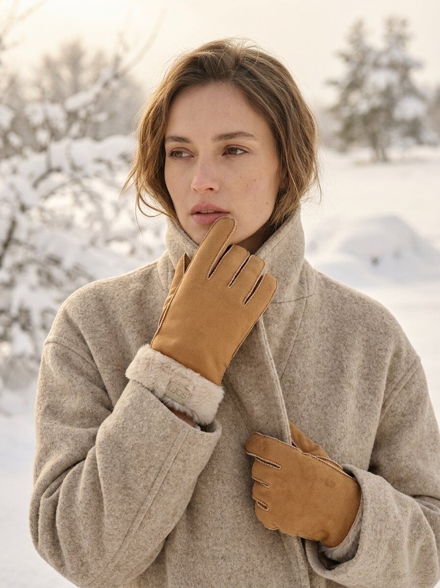 Wholesaler M&P Accessoires - Suede gloves with faux fur lining