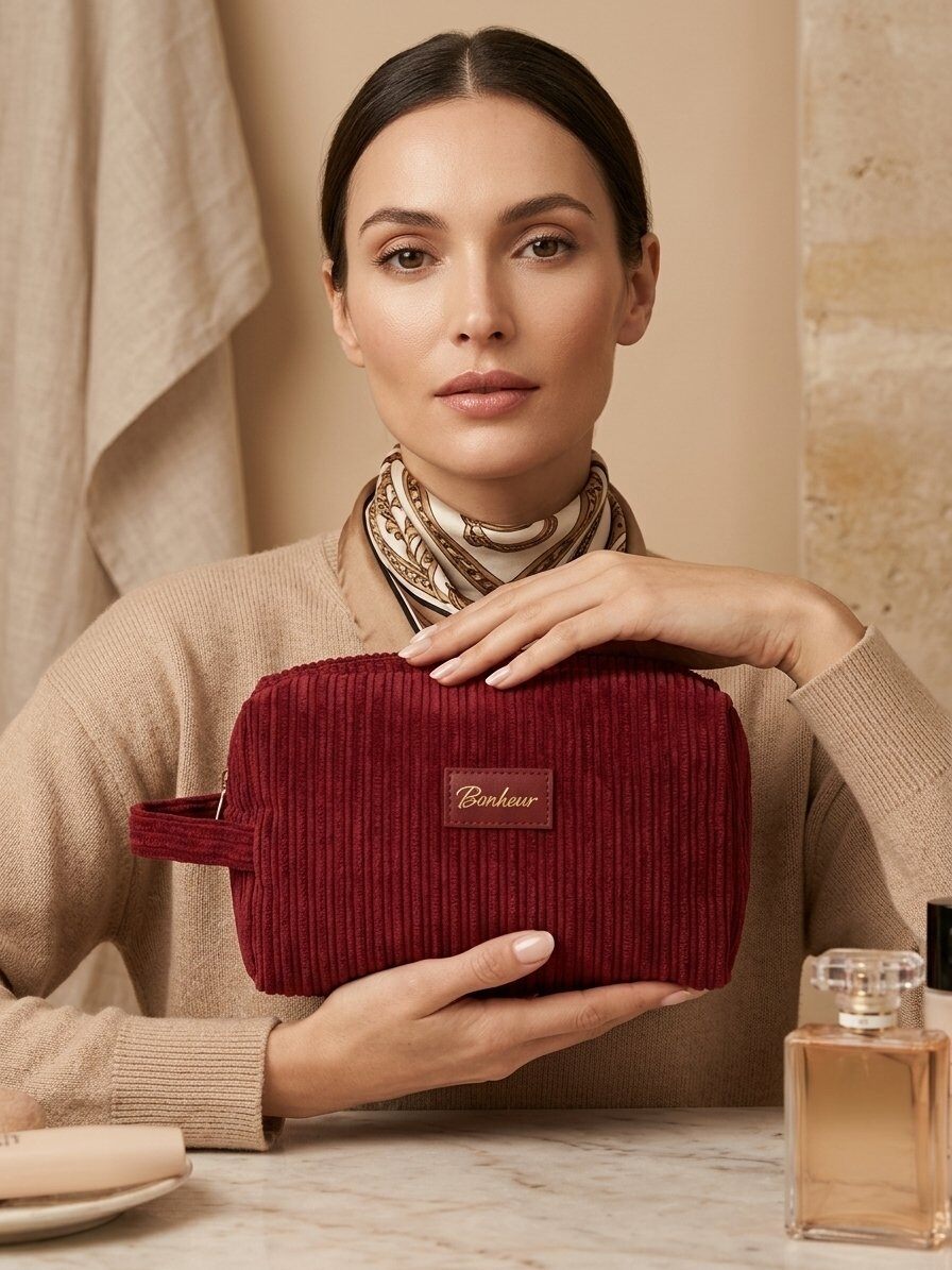 Mayorista M&P Accessoires - Pequeño neceser rectangular de maquillaje de terciopelo