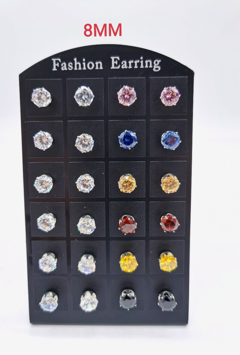 Grossiste M&P Accessoires - Boucles d'oreilles piercing classique 8 MM plaquette 12 paires