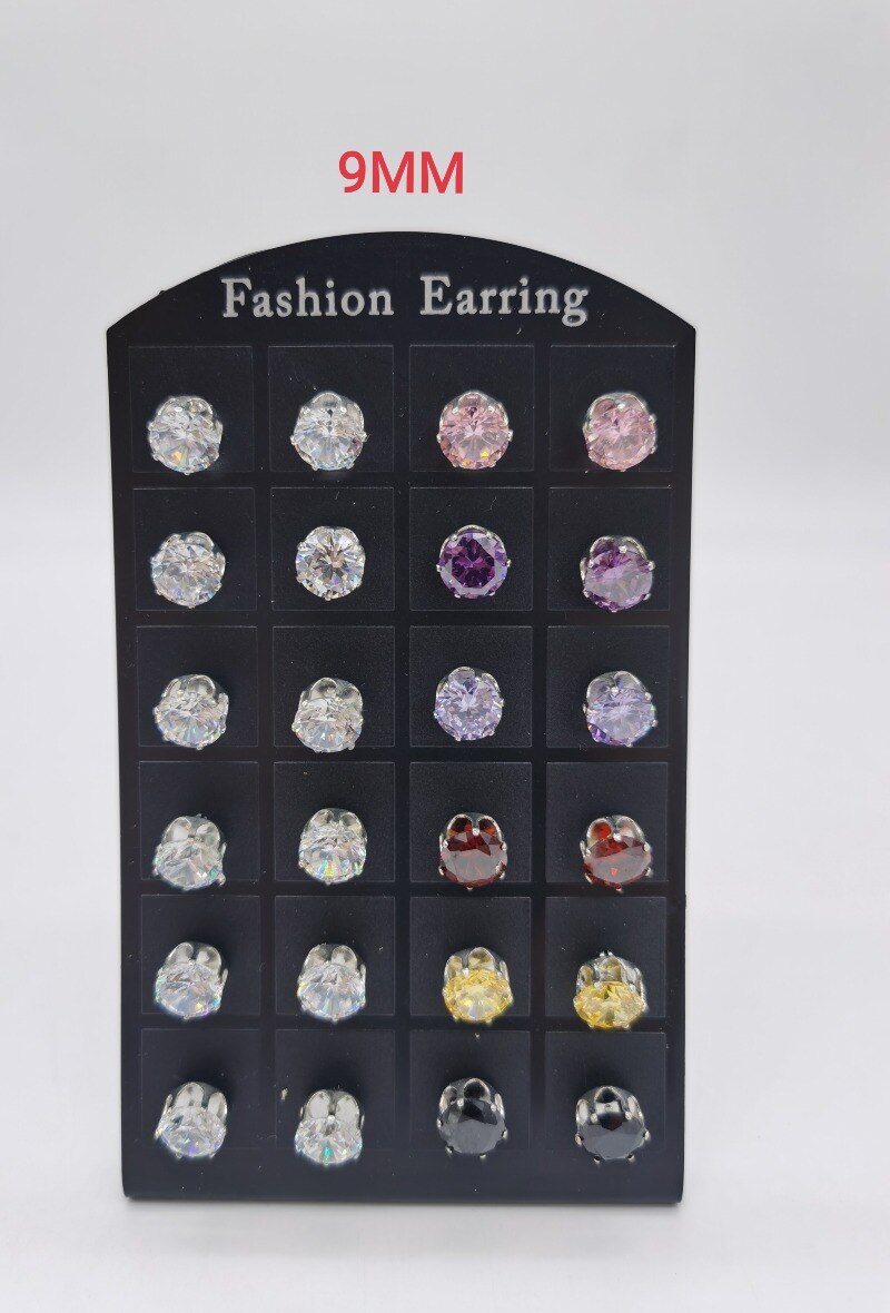 Grossiste M&P Accessoires - Boucles d'oreilles piercing classique 9 MM plaquette 12 paires