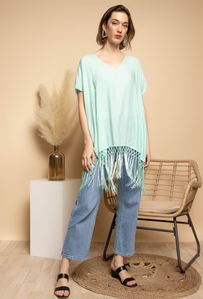 Wholesaler M&P Accessoires - Solid Color Fringe Swim Cover-up Dress