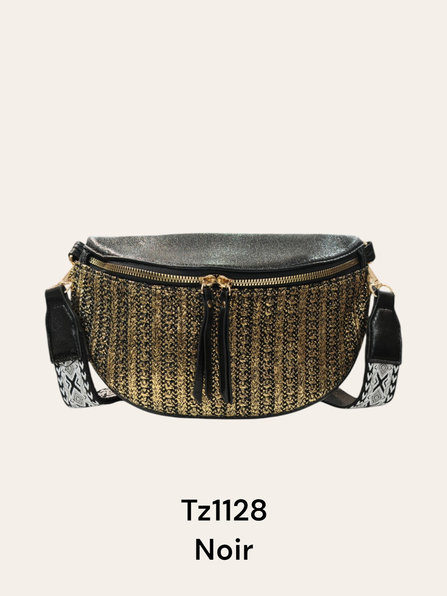 Grossista M&P Accessoires - Borsa marsupio bimateriale iridescente con tracolla intrecciata