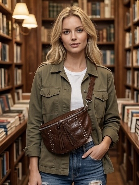 Wholesaler M&P Accessoires - Crinkled faux leather PU belt bag with removable strap