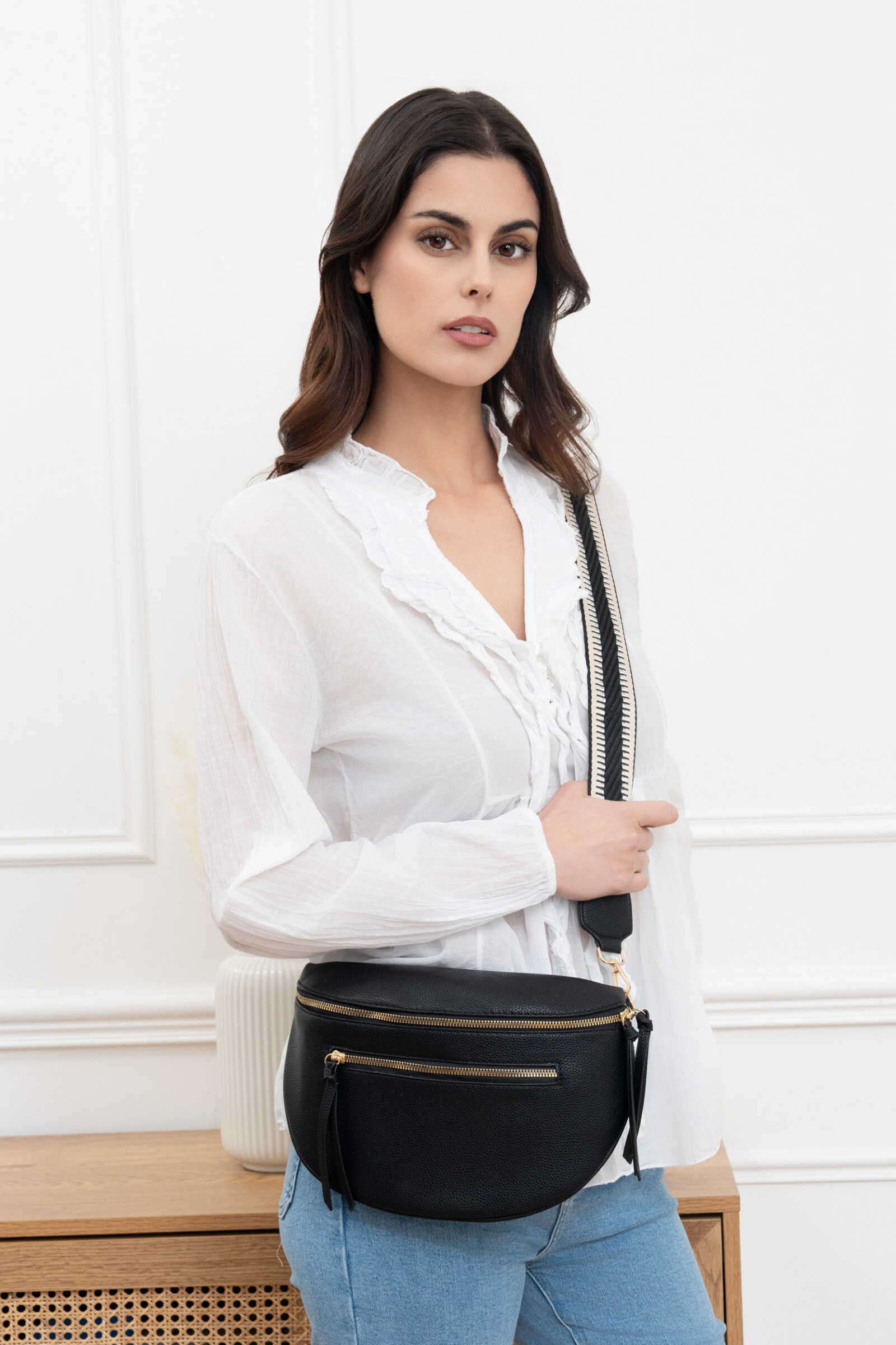 Grossiste M&P Accessoires - Sac banane à double zip et bandoulière amovible
