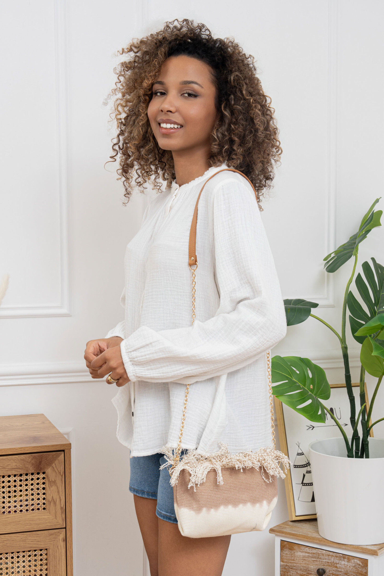 Grossiste M&P Accessoires - Petit sac à bandoulière porté travers coton dégradé