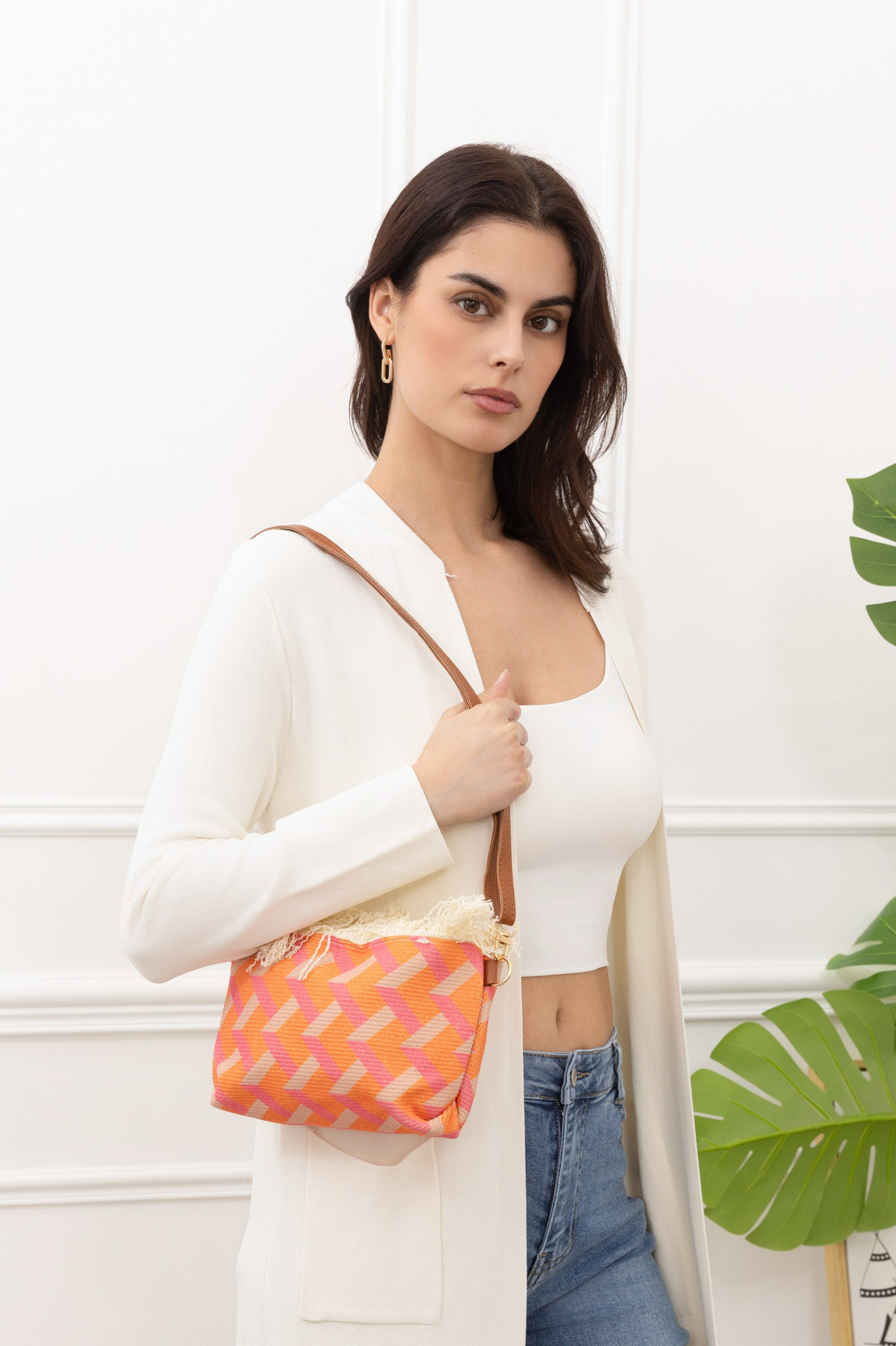 Mayorista M&P Accessoires - Pequeño bolso bandolera de algodón con estampado geométrico
