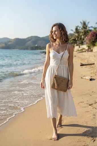 Grossiste M&P Accessoires - Sac bandoulière en macramé à motif vague