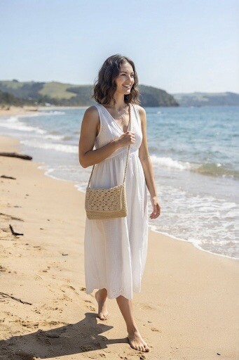 Grossiste M&P Accessoires - Sac macramé à franges - Bohème tendance