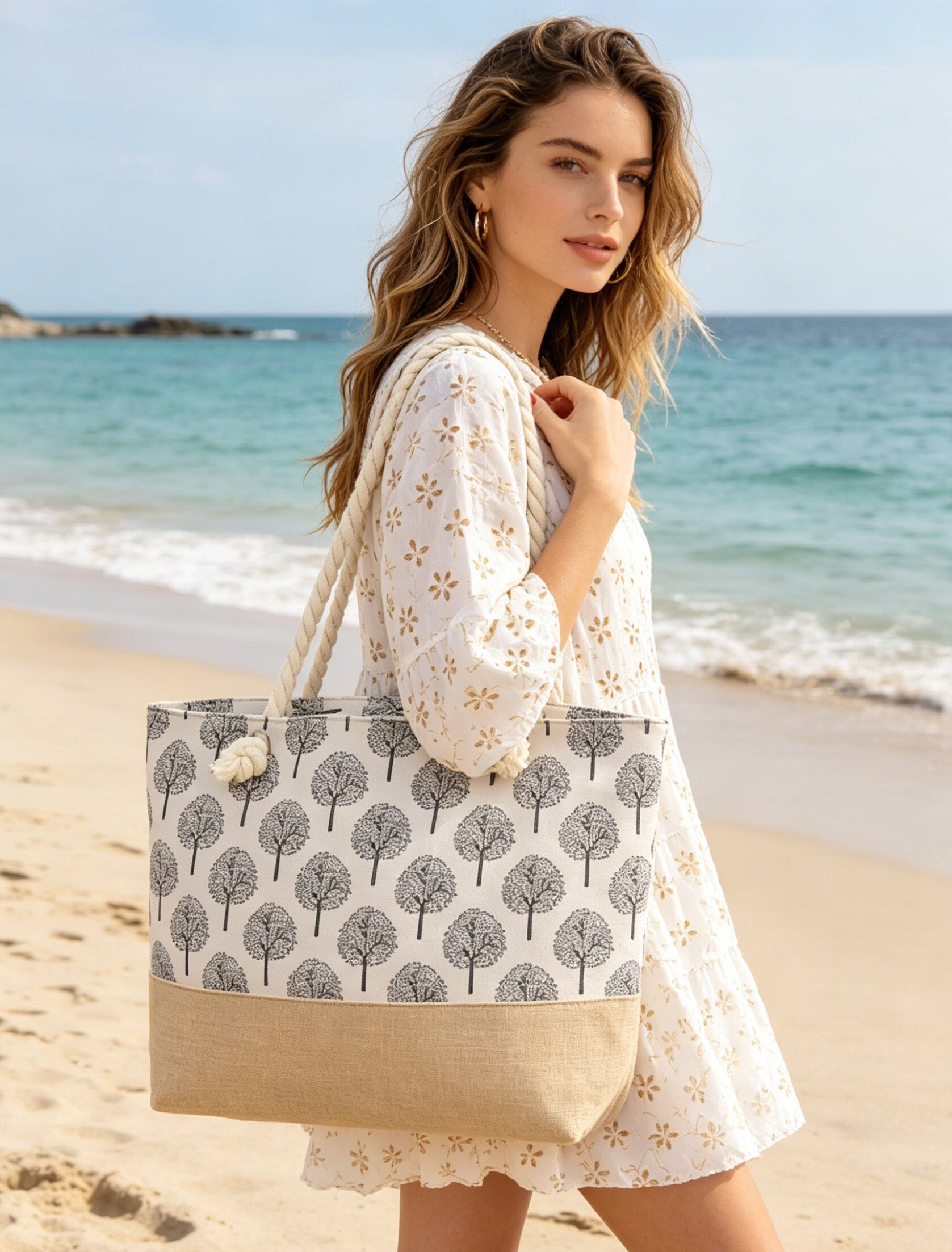 Wholesaler M&P Accessoires - Printed zippered beach tote bag