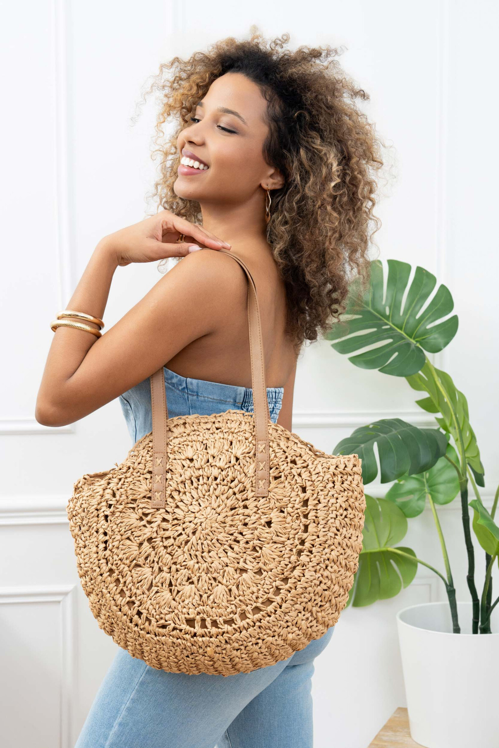Wholesaler M&P Accessoires - Bohemian shoulder bag braided beach bag