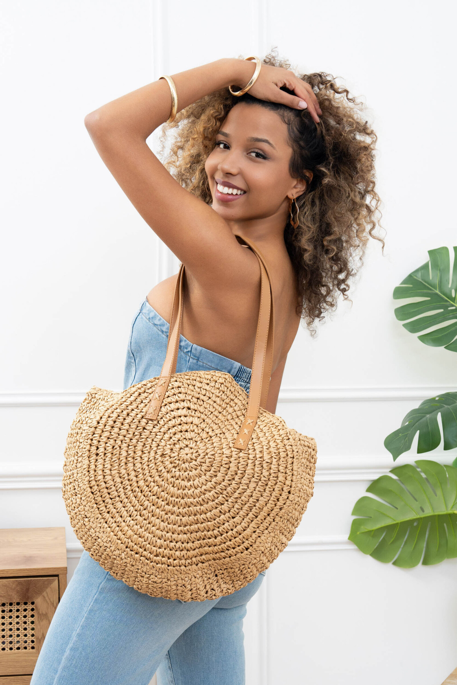Grossiste M&P Accessoires - Sac cabas porté épaule sac plage tressé