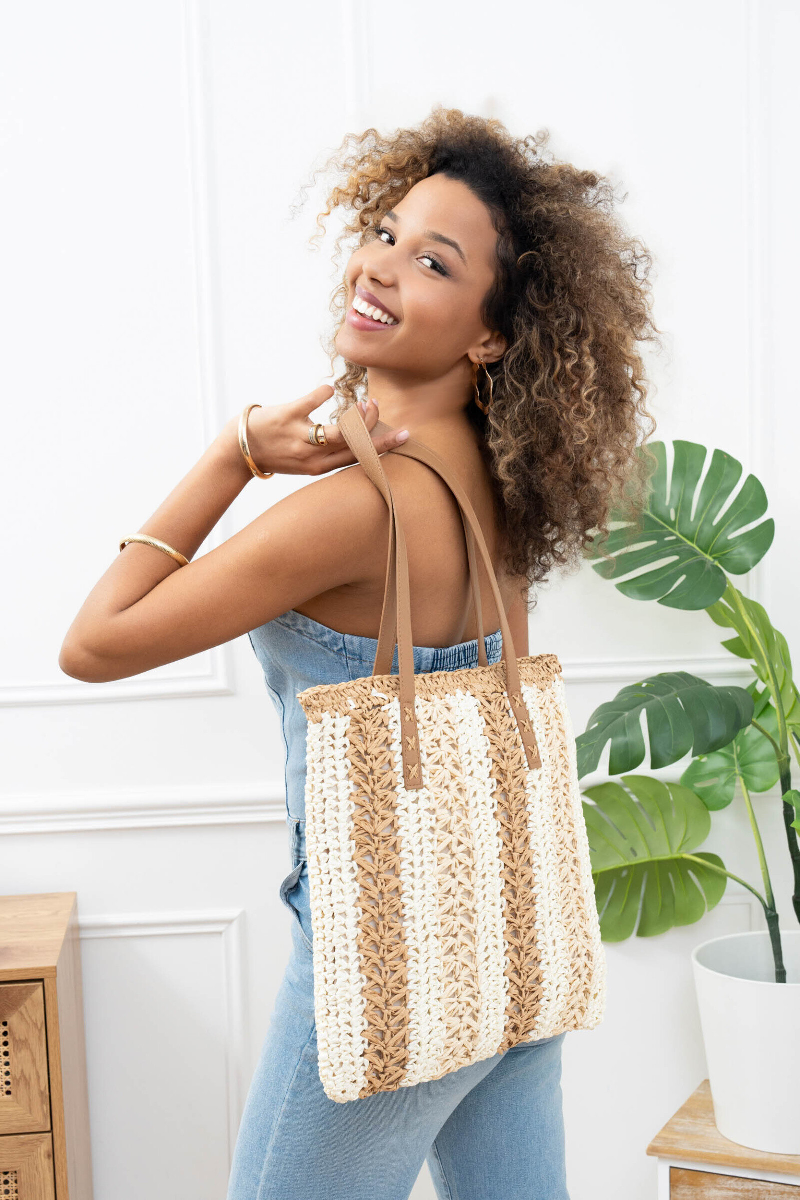 Wholesaler M&P Accessoires - Shoulder tote bag woven beach bag
