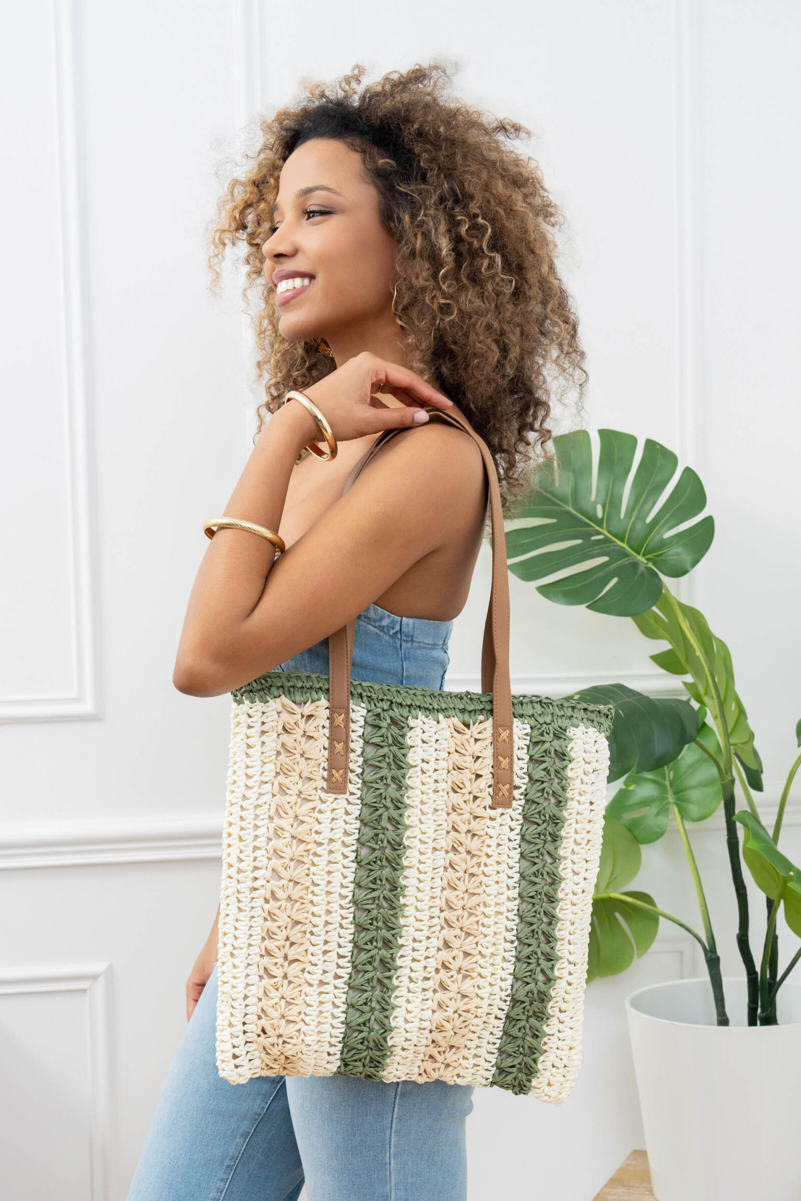Wholesaler M&P Accessoires - Shoulder tote bag woven beach bag