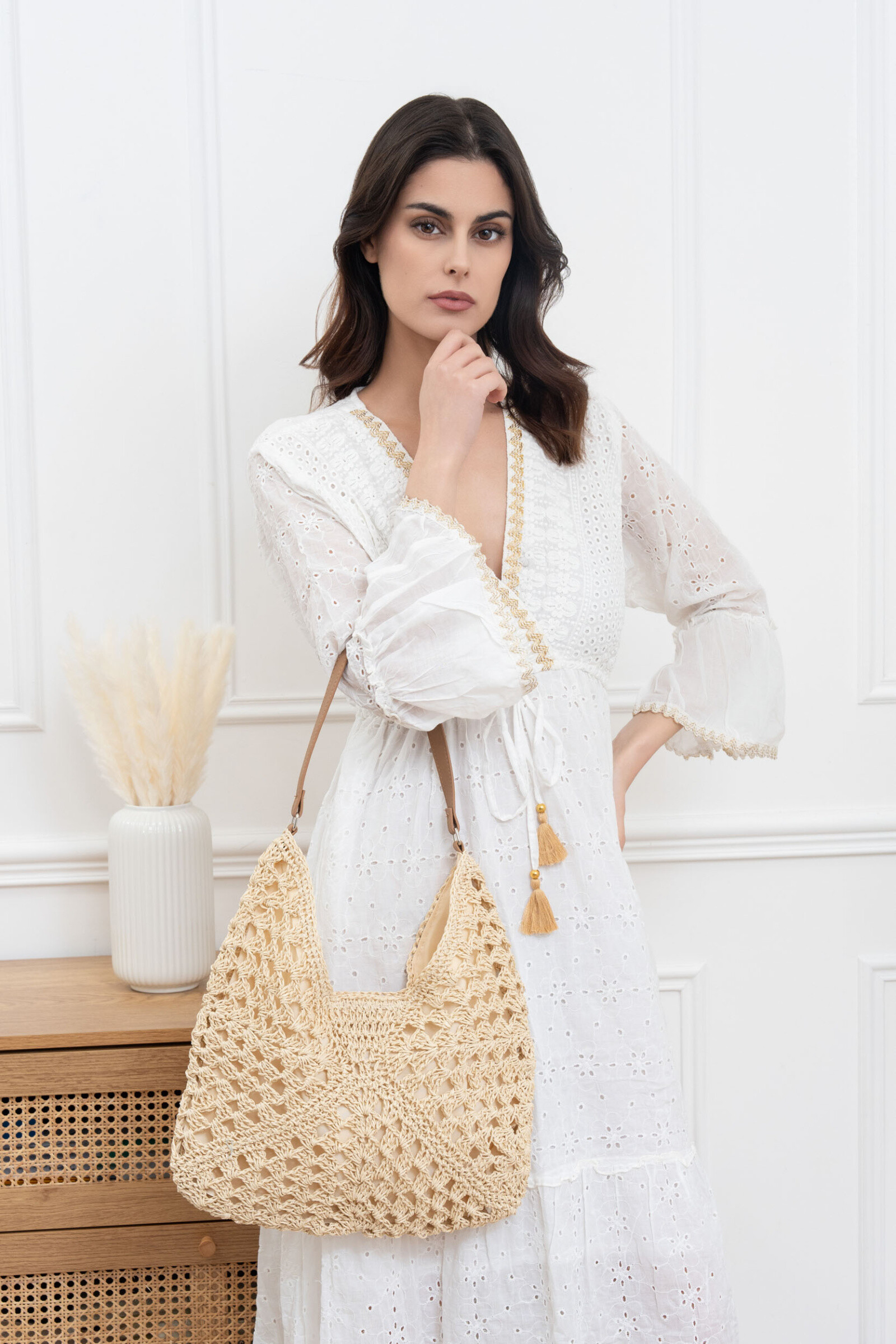 Wholesaler M&P Accessoires - Shoulder tote bag woven beach bag