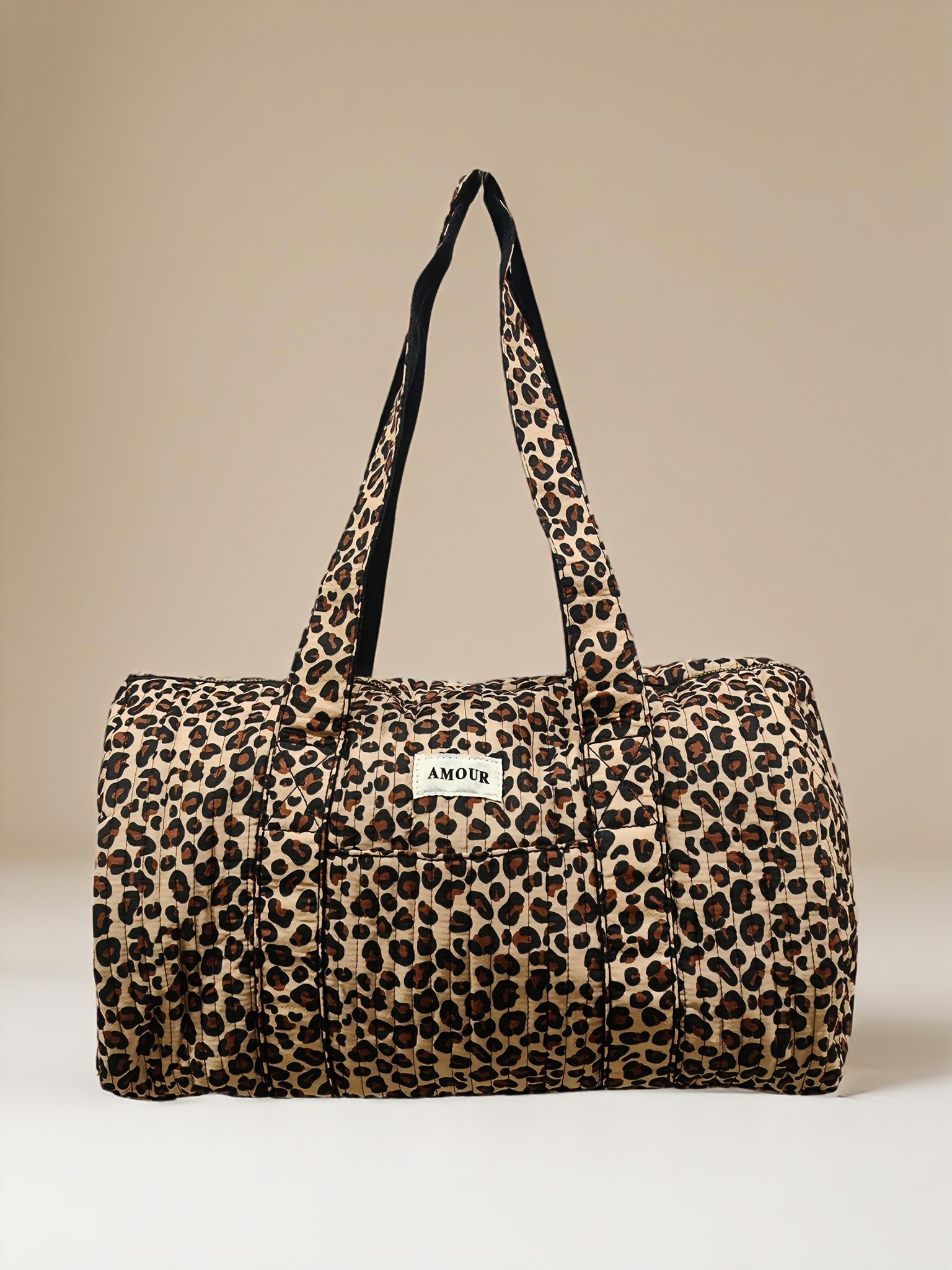 Grossiste M&P Accessoires - Sac week-end polochon matelassé porté épaule coton imprimé avec zip