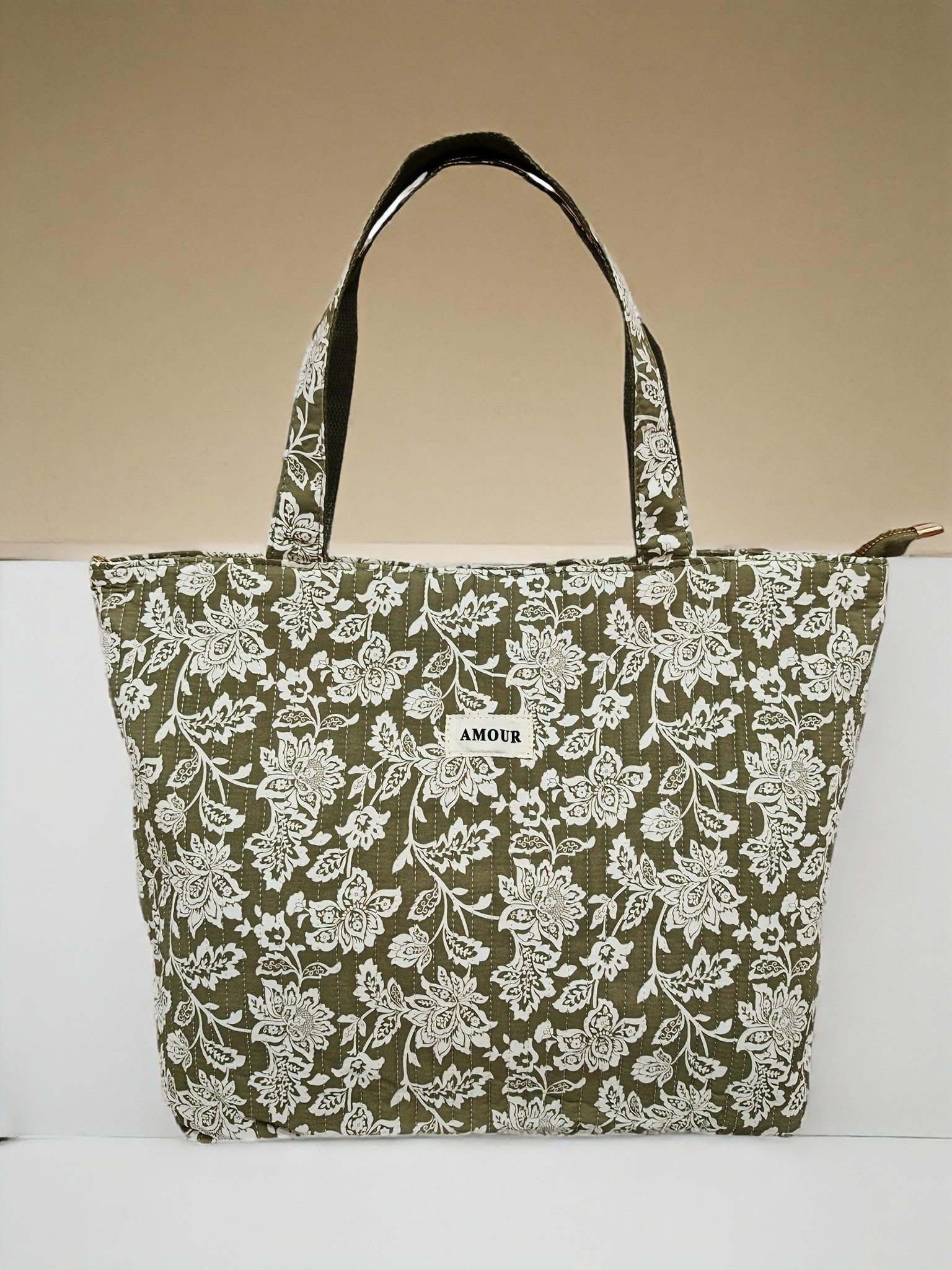 Grossiste M&P Accessoires - Sac cabas matelassé porté épaule coton imprimé avec zip