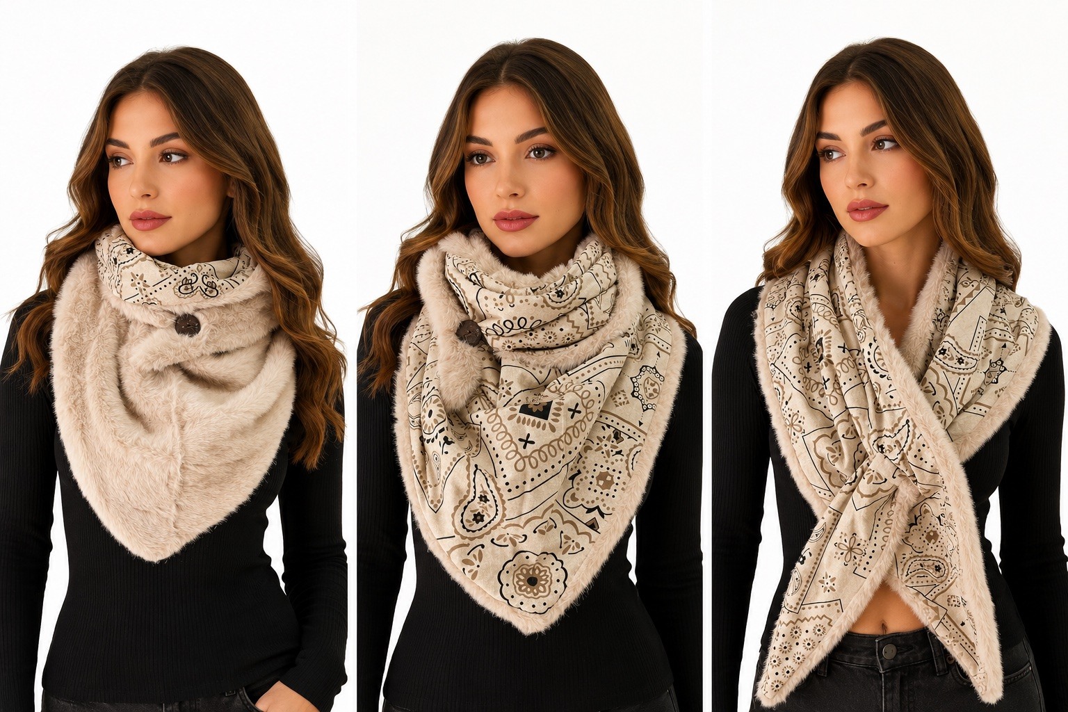 Grossiste Mac Moda - écharpe triangle fourrure synthétique