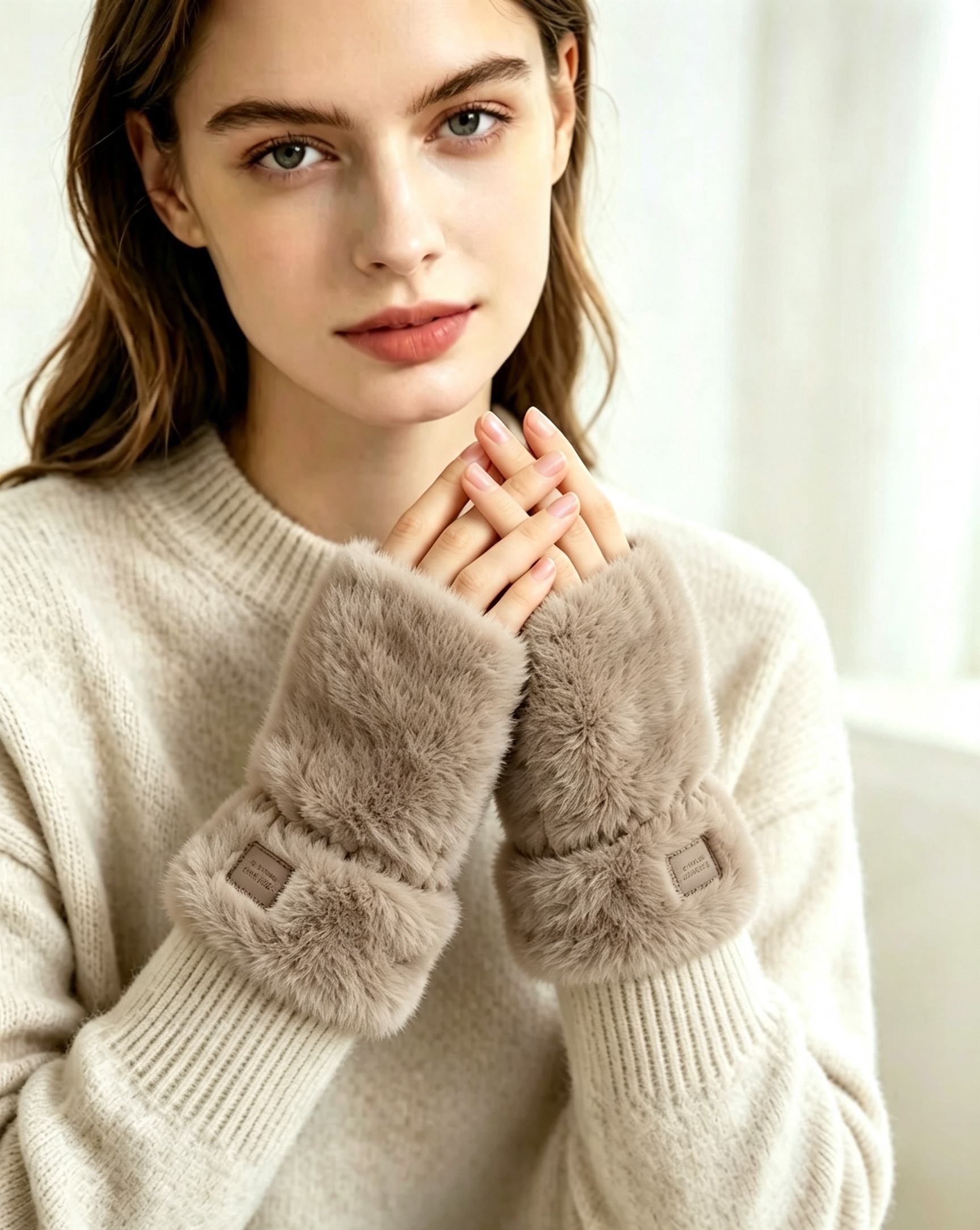 Grossista Mac Moda - Mittens in pelliccia sintetica da donna