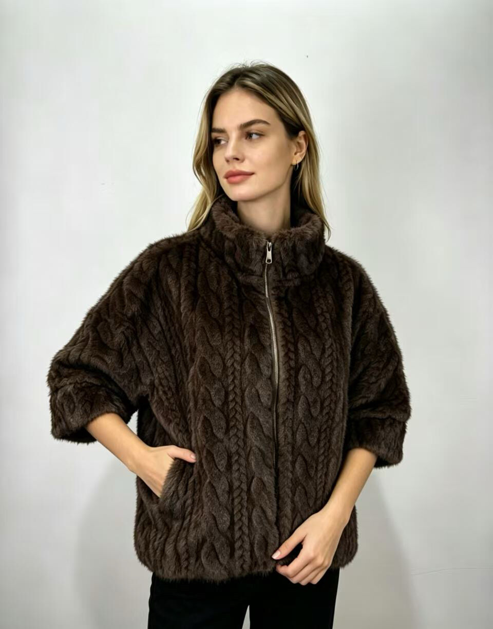 Großhändler Mac Moda - Reißverschlussjacke mit Kunstfell