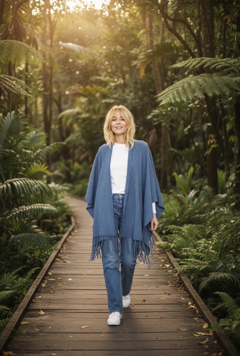 Wholesaler Mademoiselle Agnès - Plain poncho 8578