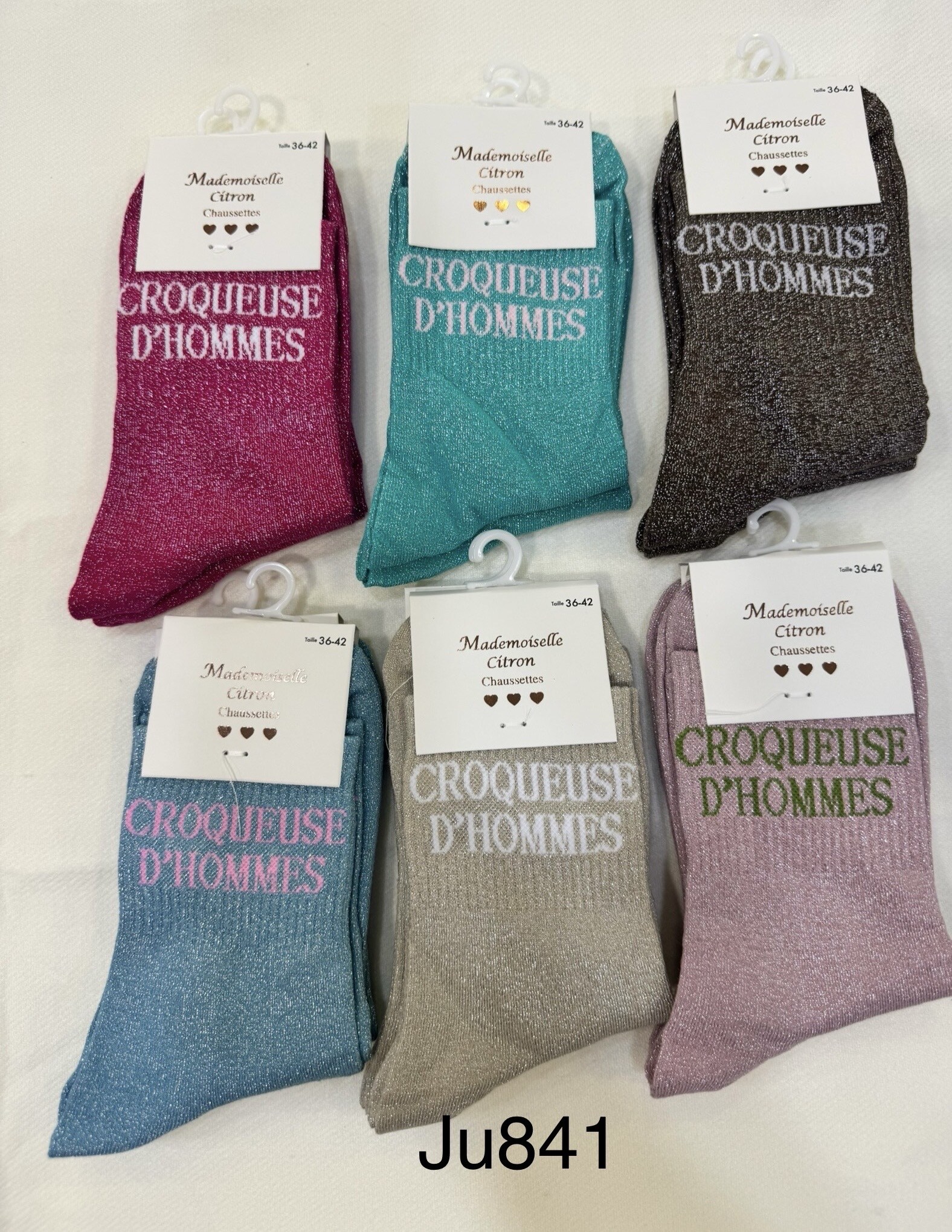 Wholesaler MADEMOISELLE CITRON - Men's crunchy sequin message socks