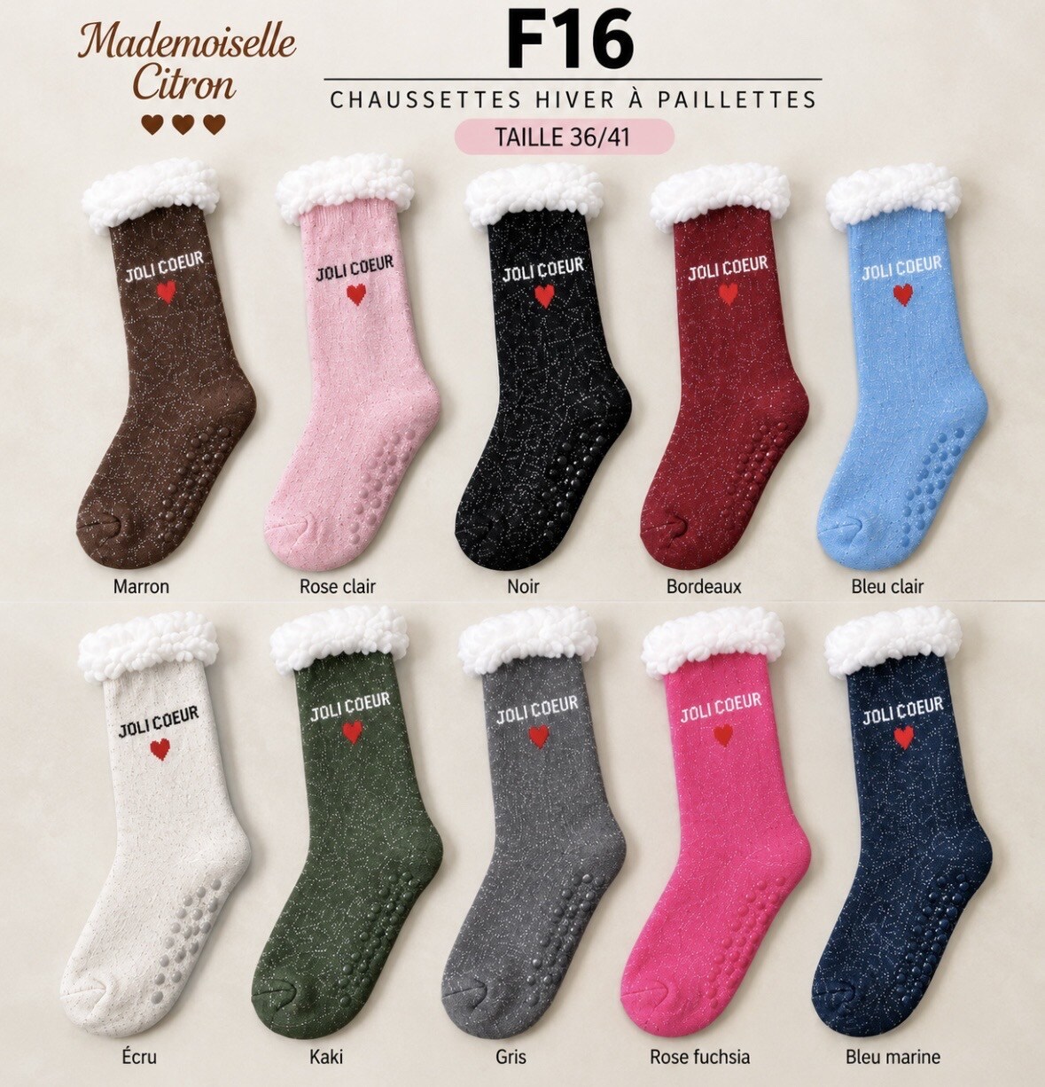 Wholesaler MADEMOISELLE CITRON - Women's message sequin christmas socks