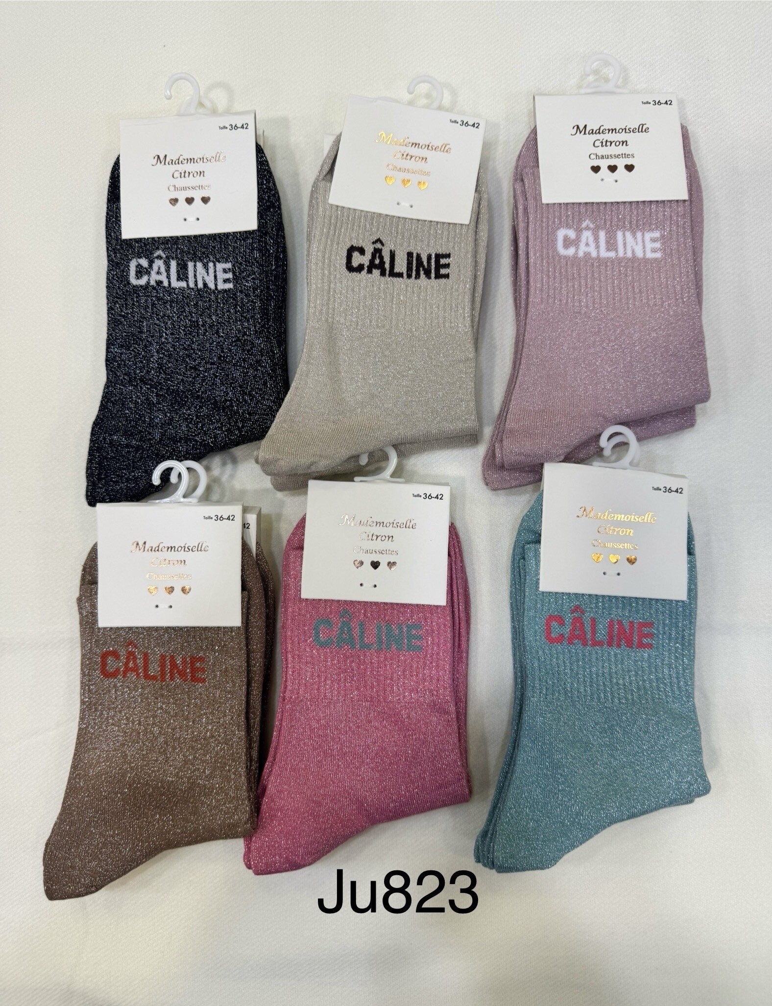 Wholesaler MADEMOISELLE CITRON - Sequin socks with cuddly message