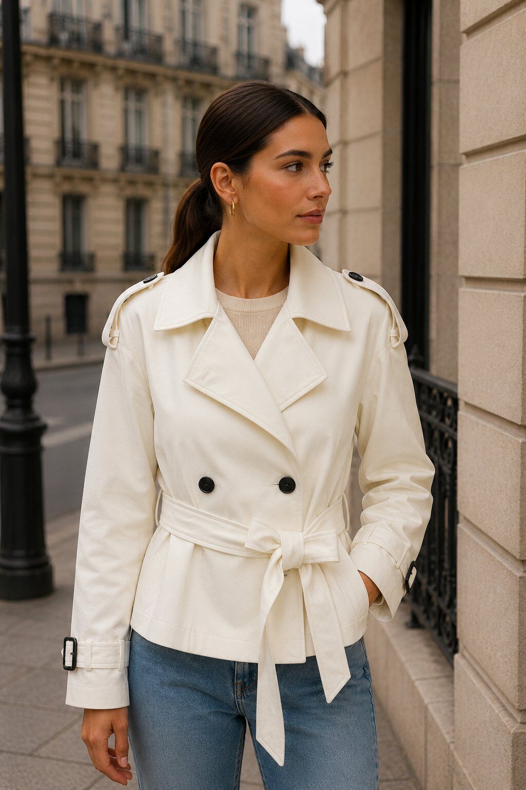 Grossiste Madison - Trench court croisé ceinturé
