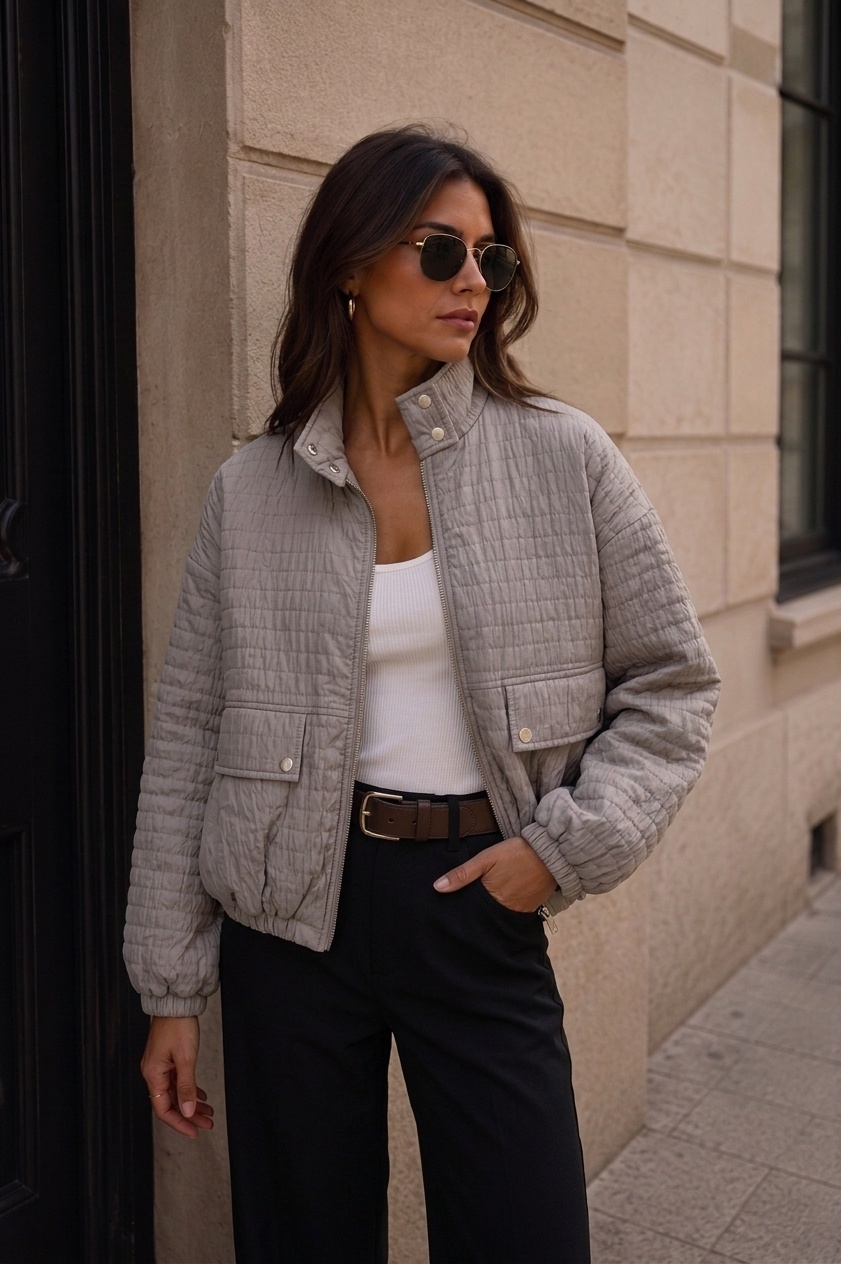 Mayorista Madison - Chaqueta acolchada gris oversize
