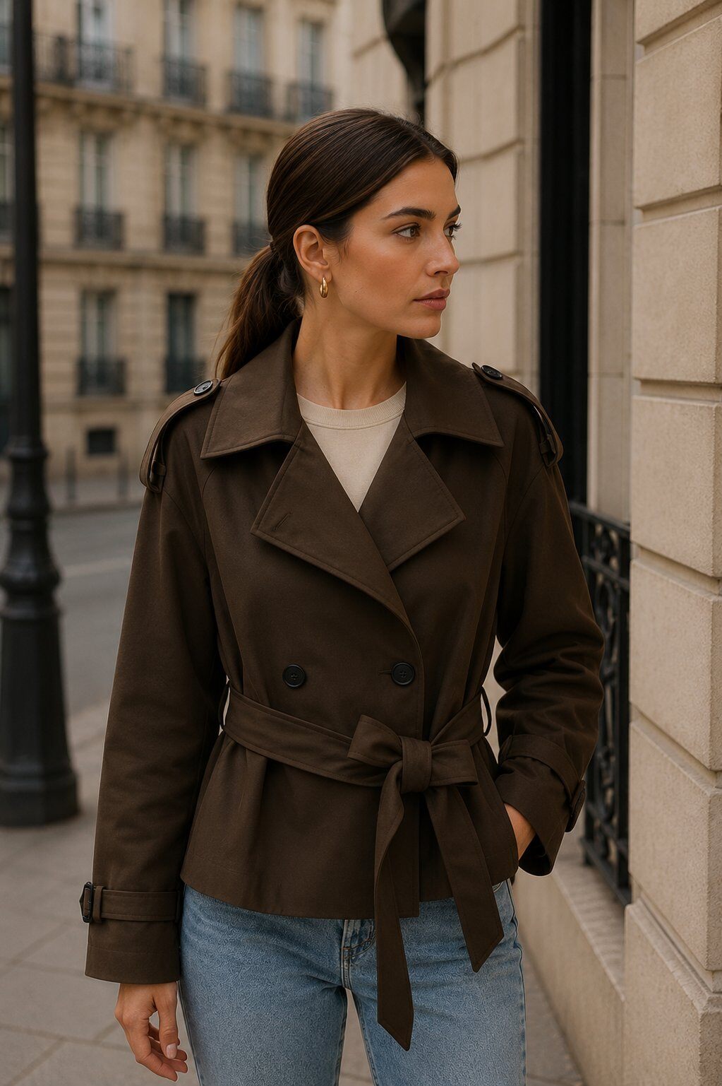 Grossiste Madison - Trench court croisé ceinturé